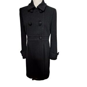 J. Crew Women's Black Double Breasted Wool Blend Car Peacoat Size 8 w/FLAW